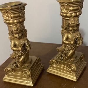 Gold Cherub Candle Holders